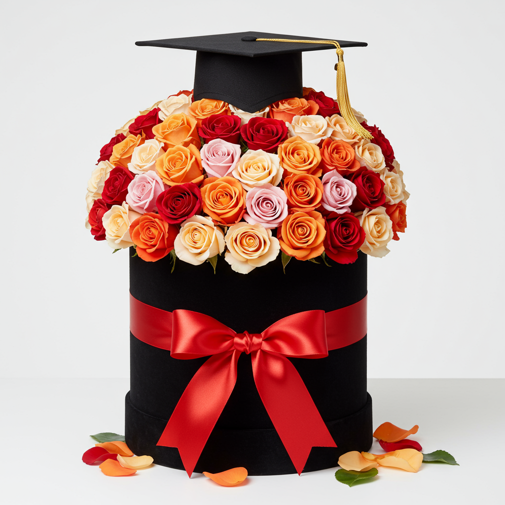 Rose Graduation Hatbox (color of your choice)