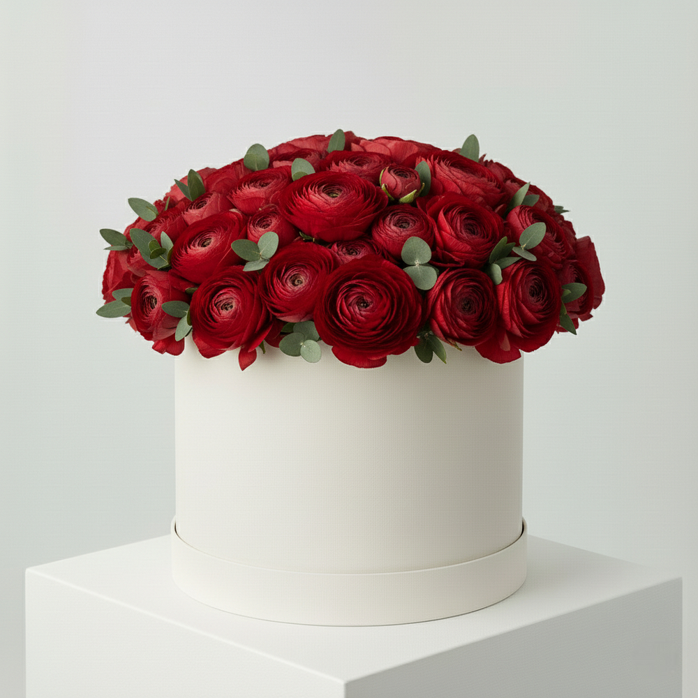 Orange Ranunculus Hatbox