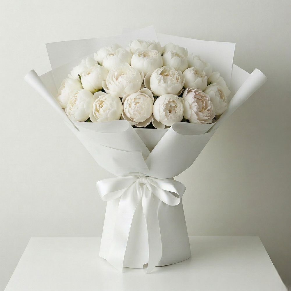 mazzo di peonie bianche