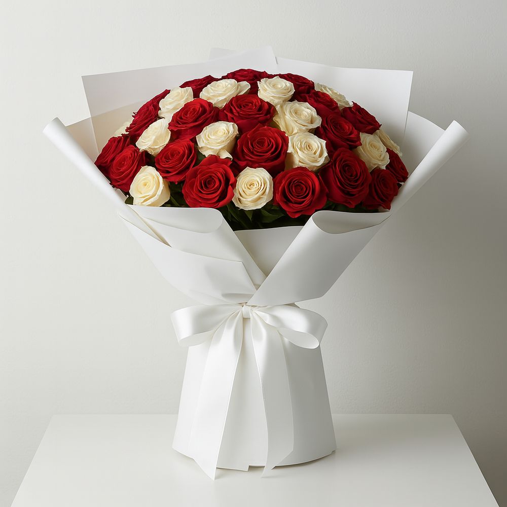 Bouquet Rose Bianche e Rosse