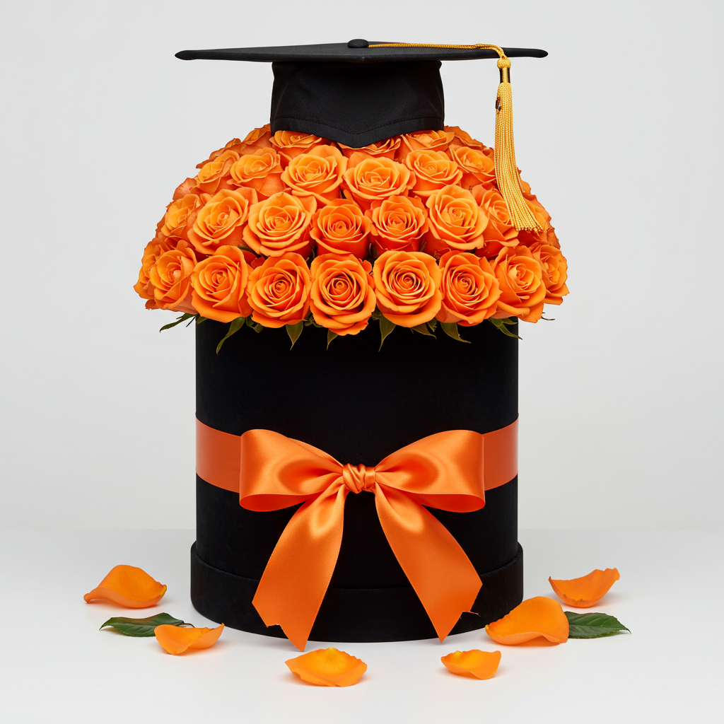 Rose Graduation Hatbox (color of your choice)