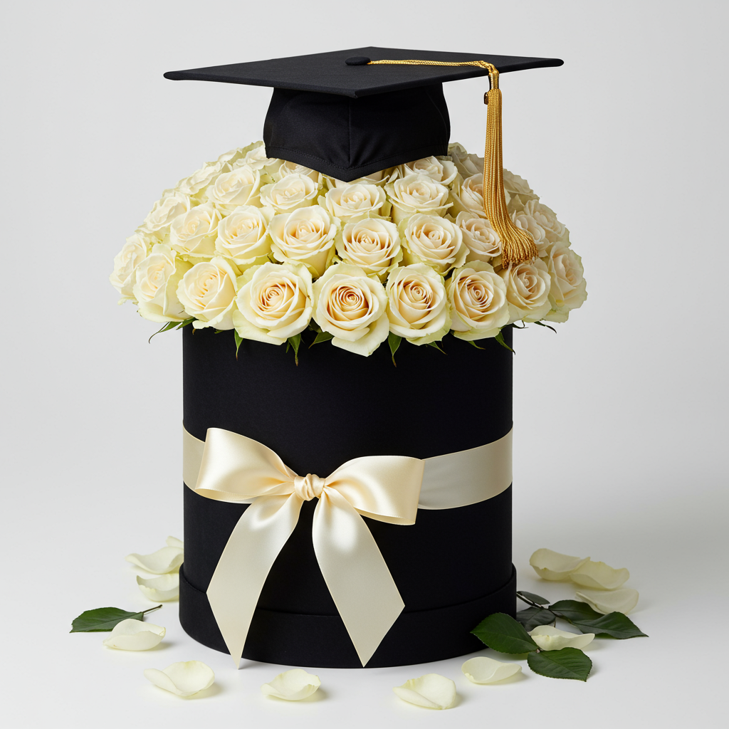 Rose Graduation Hatbox (color of your choice)