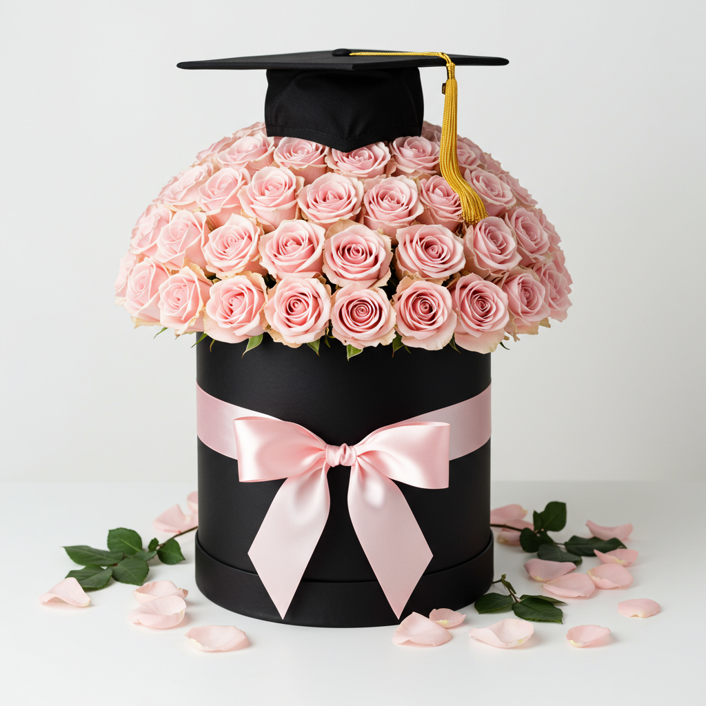 Rose Graduation Hatbox (color of your choice)