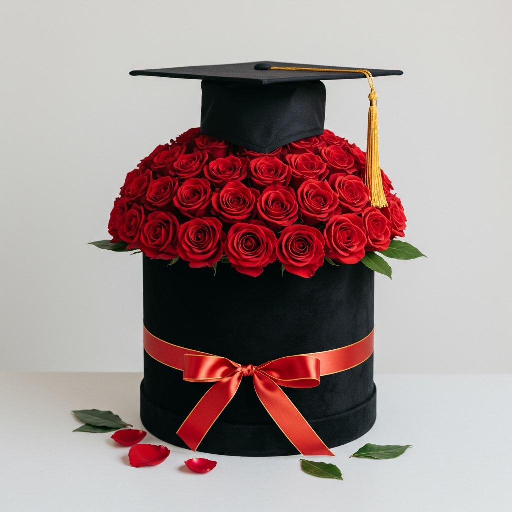 Rose Graduation Hatbox (color of your choice)