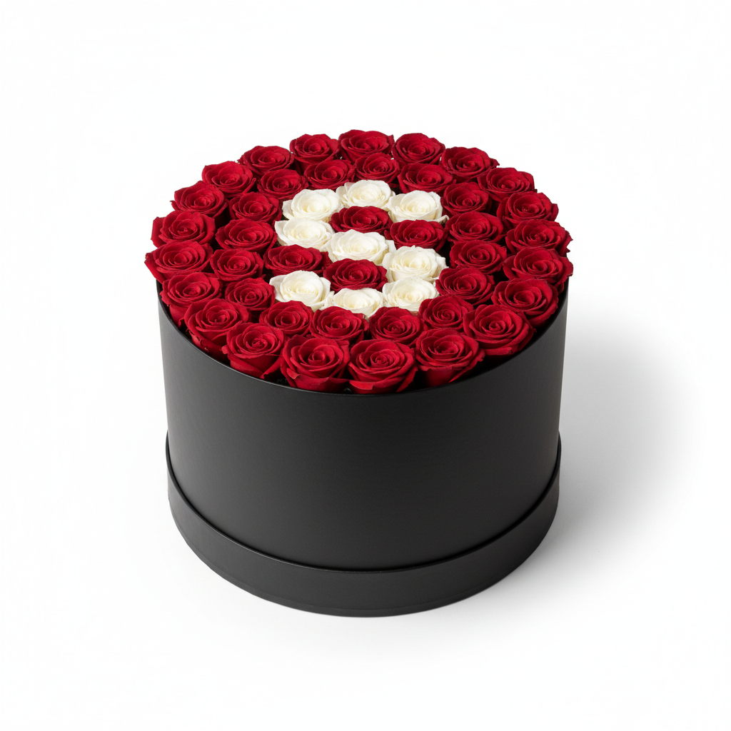 Hatbox Red Roses White Letter