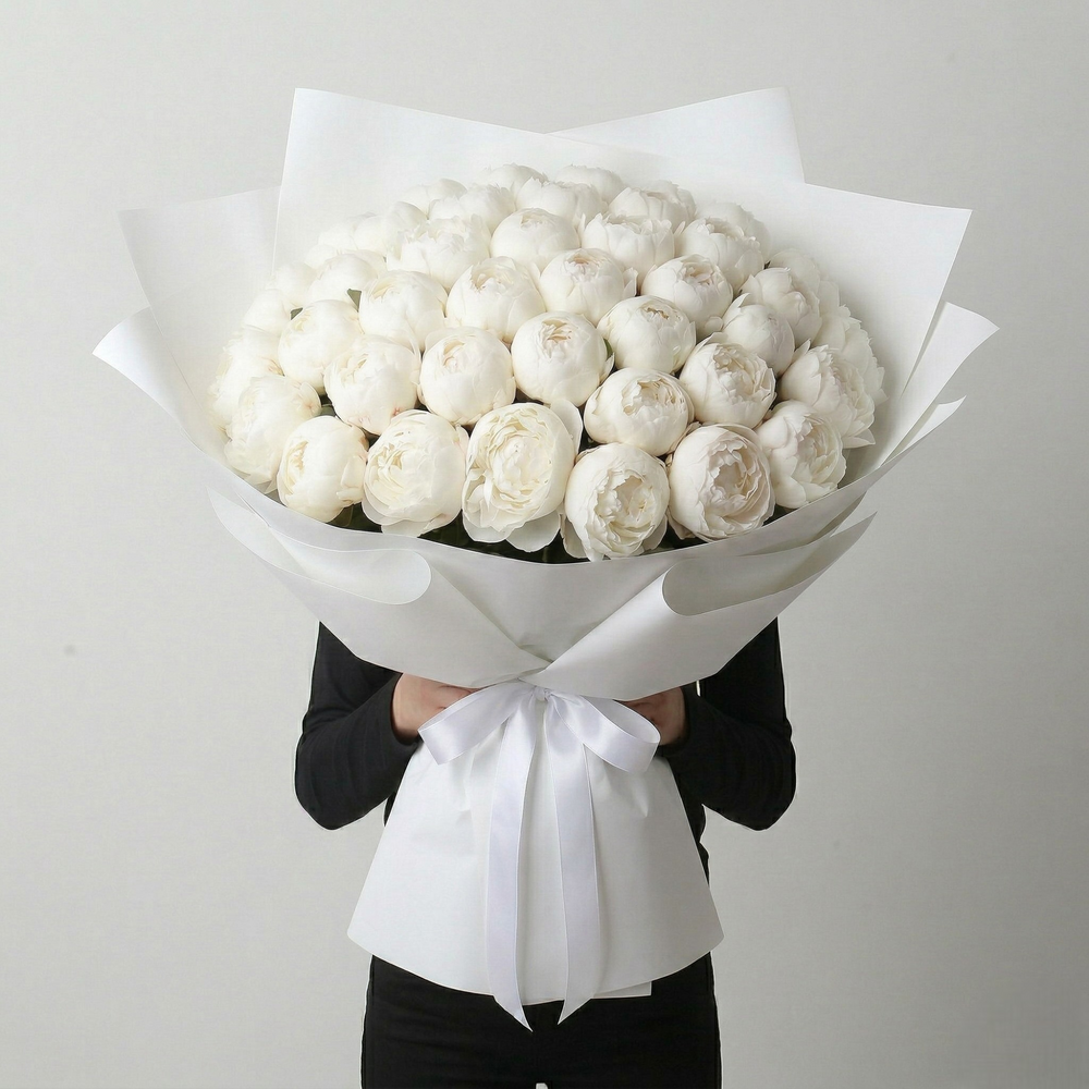mazzo gigante di peonie bianche
