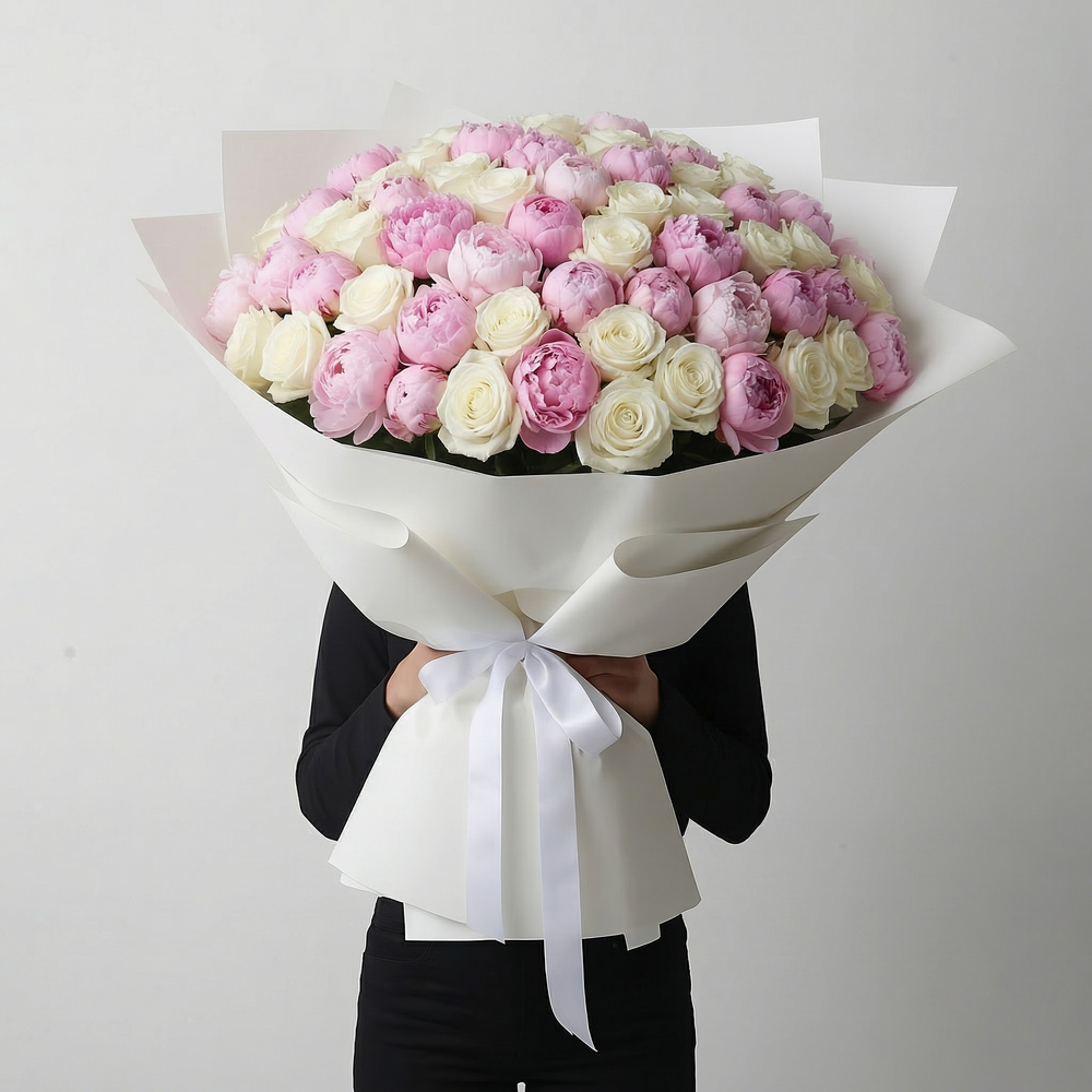 MAXI Bouquet Rose Bianche e Peonie Rosa