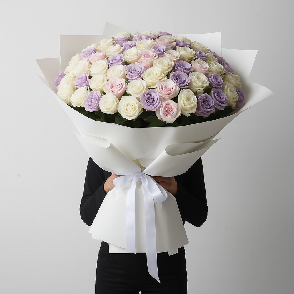 MAXI Bouquet Rose Rosa, Bianche e Viola
