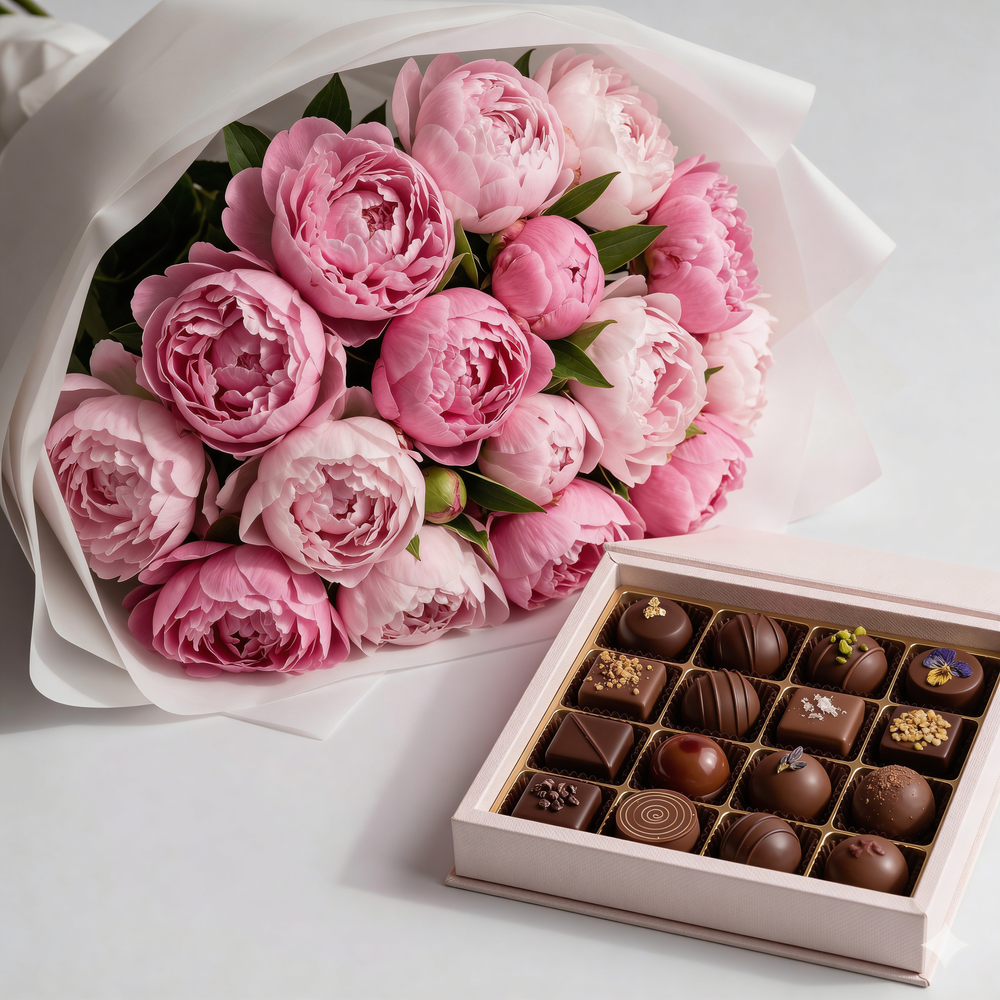 Peonie Rosa e Praline d'Autore