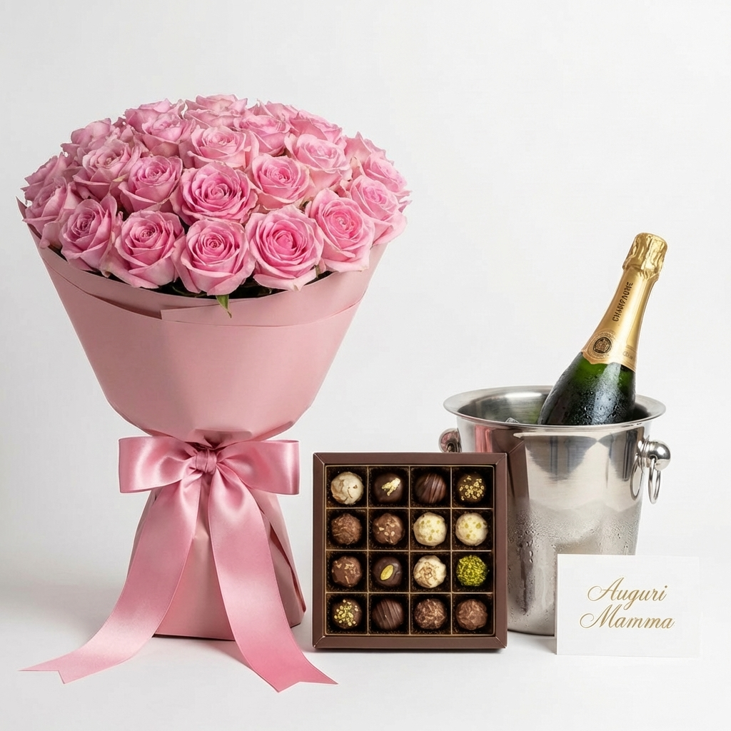 Rose Rosa e Praline d'Autore (Champagne Rosé)