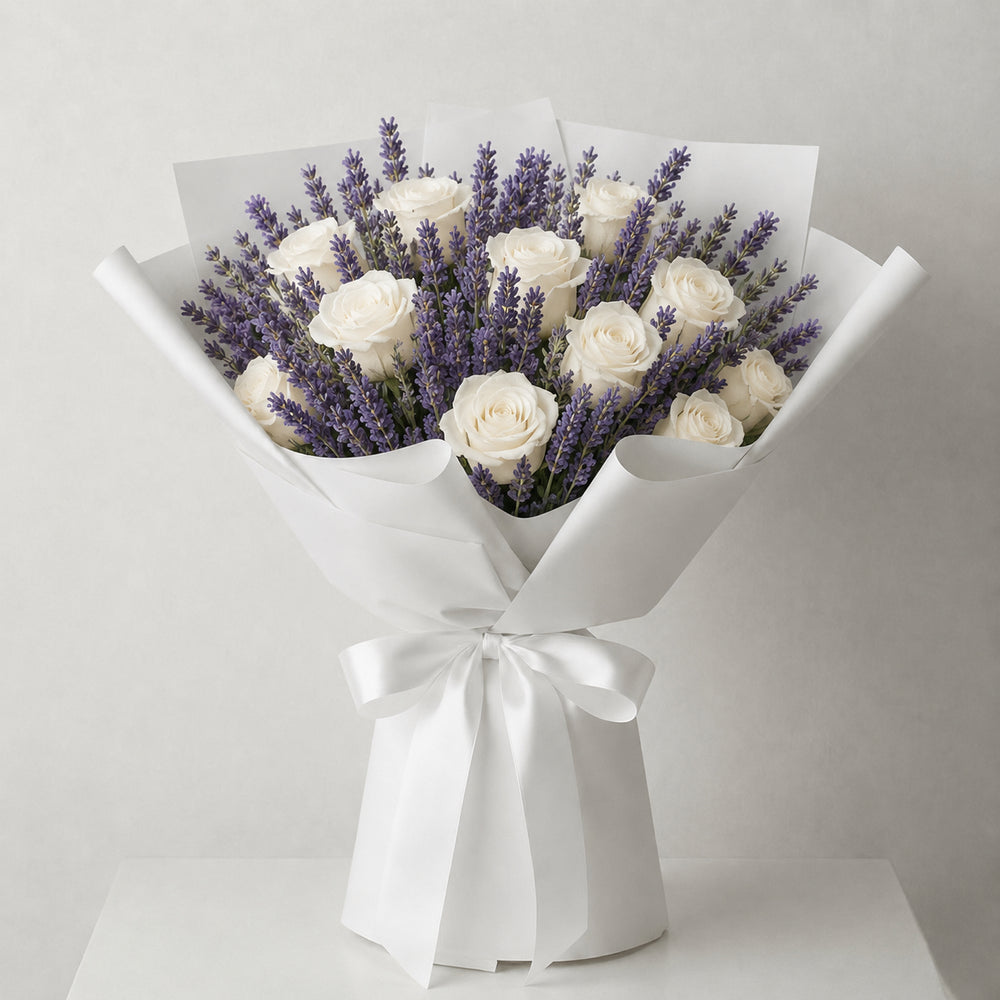 Lavender and White Rose Bouquet
