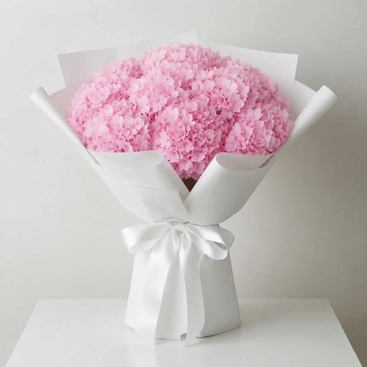 Bouquet d'hortensias roses