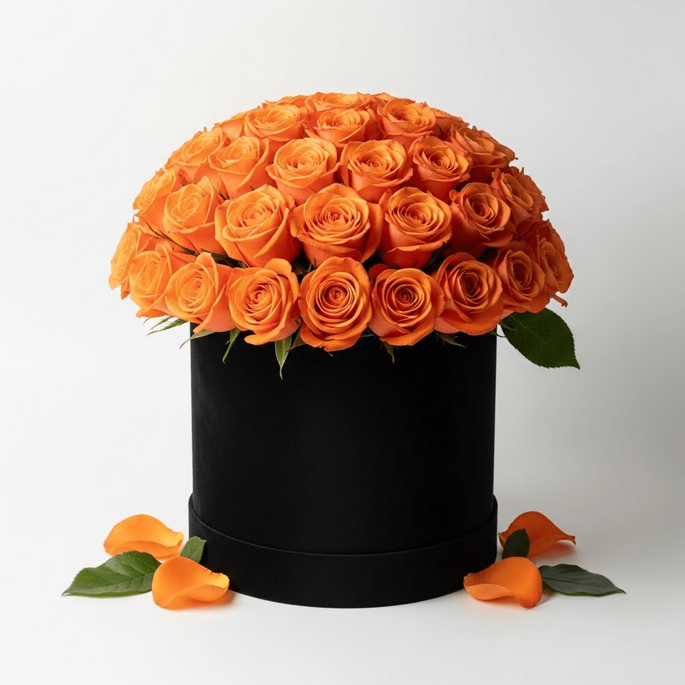 Boîte à chapeau Orange Roses