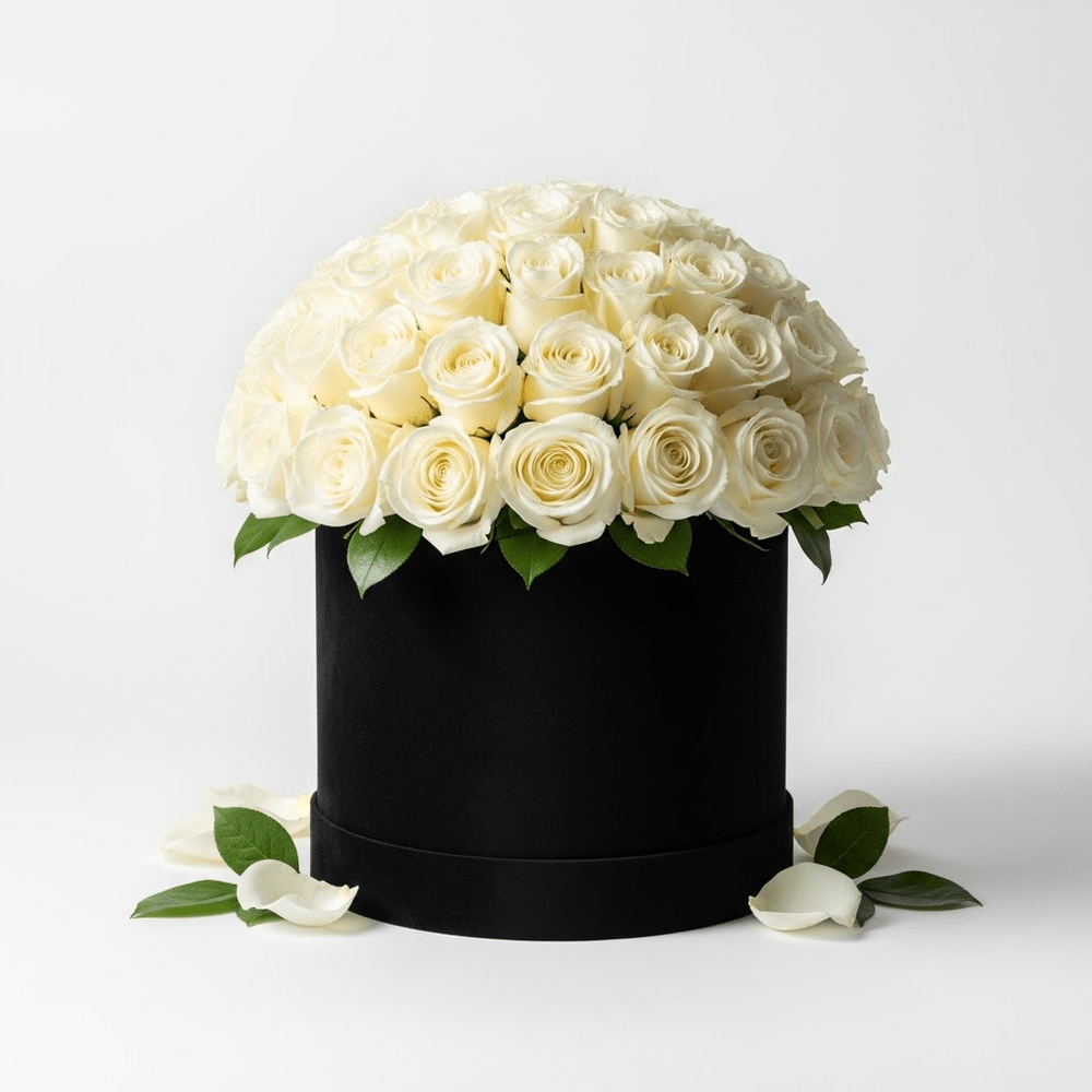 Boîte à Chapeau Roses blanches
