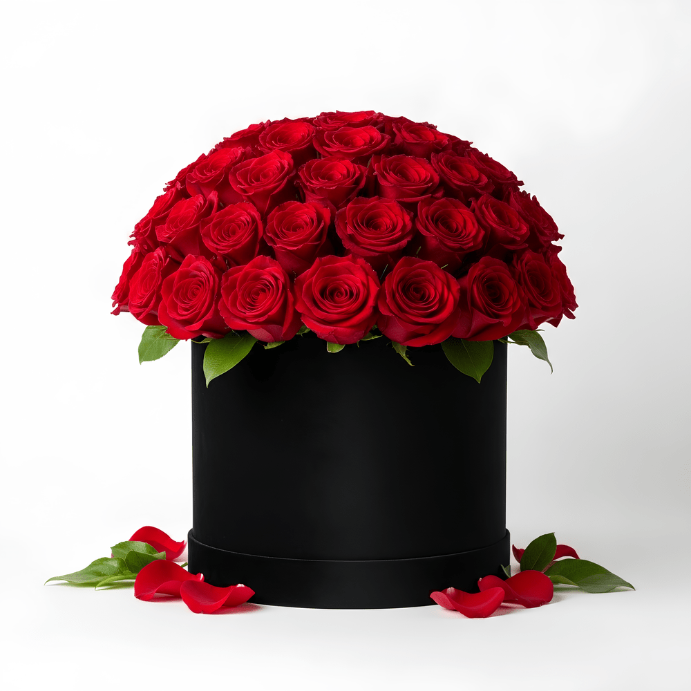 Boîte à chapeau roses rouges 