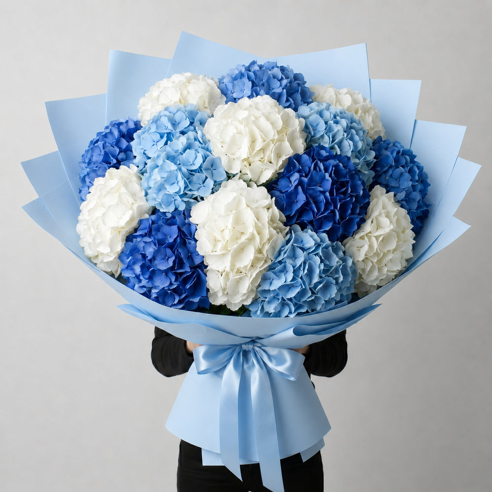 MAXI Bouquet Ortensie Bianche, Azzurre e Blu