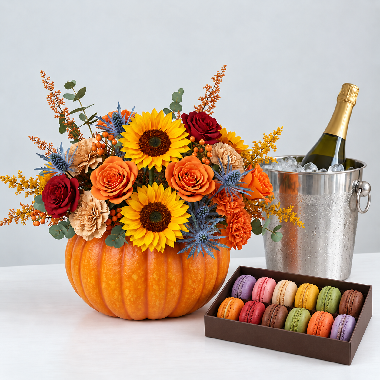 Luxury Autumn - Zucca floreale e macarons – Originali Deluxy, Deluxy Flowers