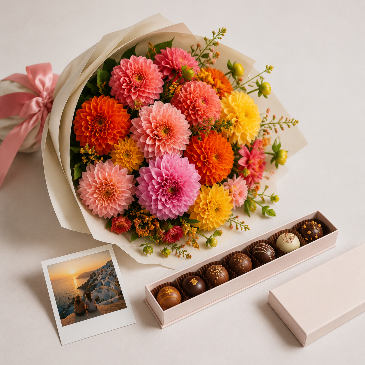 Dalie Colorate e Praline d'Autore (Champagne)