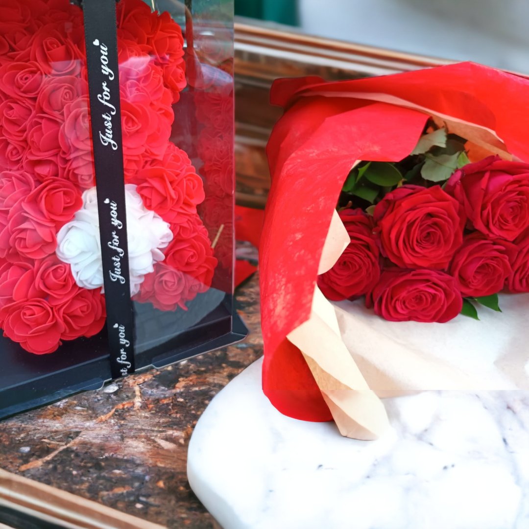 Rose e Orsetto di Rose Rosse - DELUXY